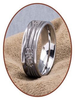 JB Memorials Edelstalen As Ring met Damascus Patroon - RB044DAM