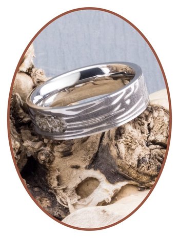 JB Memorials Edelstalen As Ring met Damascus Patroon - RB044DAM