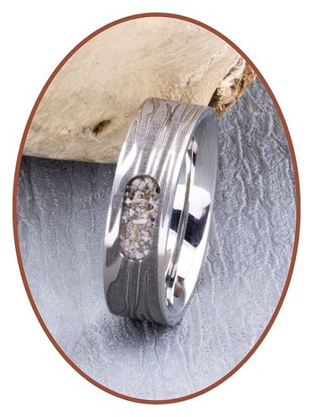 JB Memorials Edelstalen As Ring met Damascus Patroon - RB044DAM