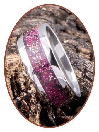 JB Memorials Edelstalen As Ring 'Rose Red/Pink' - CRA009