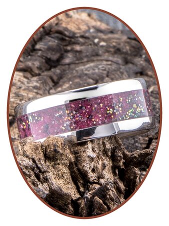 JB Memorials Edelstalen As Ring 'Rose Red/Pink' - CRA009