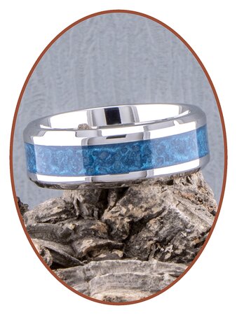 JB Memorials Edelstalen As Ring 'Sky Blue Glow' 6/8mm breed - CRA013