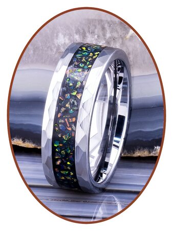 JB Memorials Tungsten Carbide Brushed Opal As gedenk Ring - JRB142OP