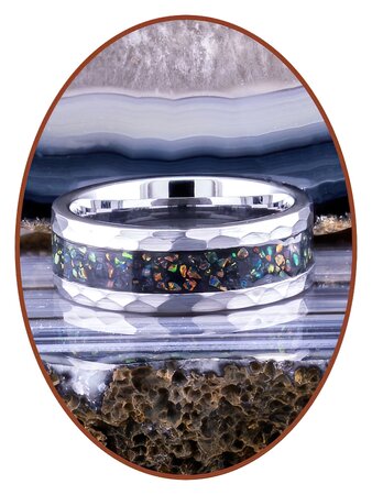 JB Memorials Tungsten Carbide Brushed Opal As gedenk Ring - JRB142OP