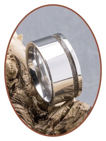 JB Memorials Zilver Chrome Brede Dames As Ring - RB046D