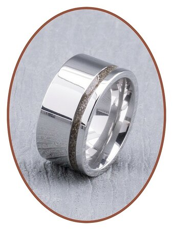 JB Memorials Zilver Chrome Brede Dames As Ring - RB046D