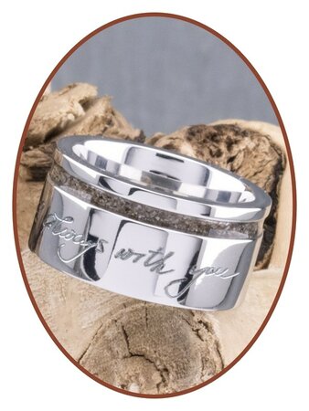 JB Memorials Zilver Chrome Brede Dames Handschrift As Ring - RB046DH