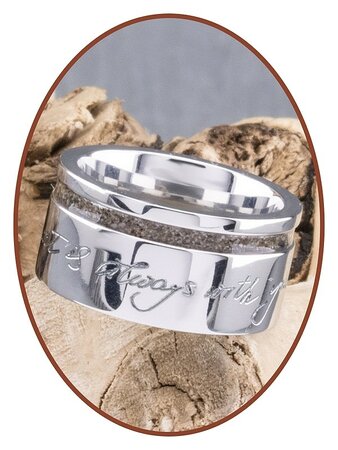 JB Memorials Zilver Chrome Brede Dames Handschrift As Ring - RB046DH