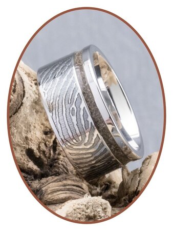 JB Memorials Zilver Chrome Brede Dames Vingerafdruk As Ring - RB046DV