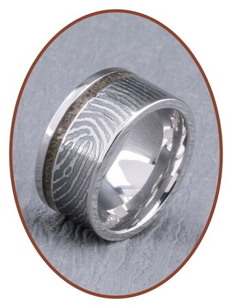 JB Memorials Zilver Chrome Brede Dames Vingerafdruk As Ring - RB046DV