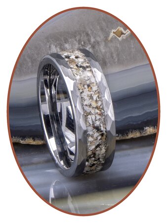 JB Memorials Tungsten Carbide gehamerde As Ring - RB142