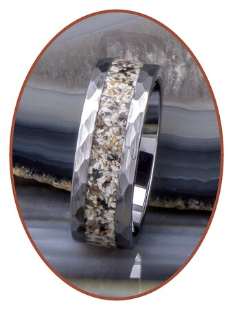 JB Memorials Tungsten Carbide gehamerde As Ring - RB142