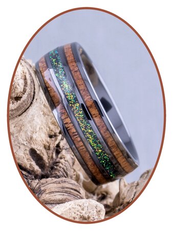 JB Memorials Exclusive Natureline Wood Black Ceramic Zirconium As Ring - WR013A