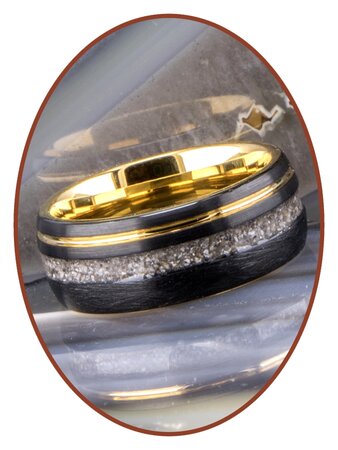 JB Memorials Tungsten Carbide Goudkleur/Zwart As Ring 8mm - WR016H