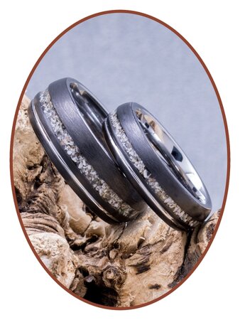 JB Memorials Tungsten Carbide Zilver/Zwart As Ring 6mm - WR017D