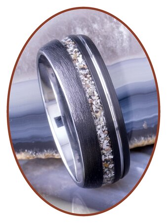 JB Memorials Tungsten Carbide Zilver/Zwart As Ring 6mm - WR017D