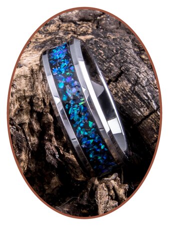 JB Memorials Tungsten Carbide of Black Ceramic Opaal  As Ring - OP400