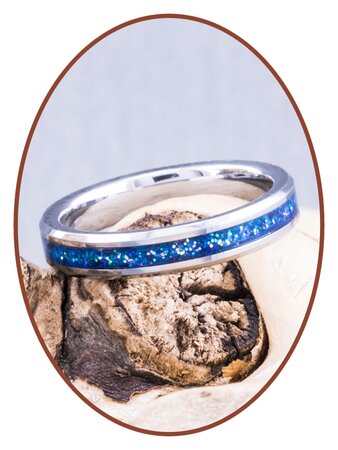 JB Memorials Tungsten Carbide Dames As Ring 'Blue Heaven' 4mm - RB143D