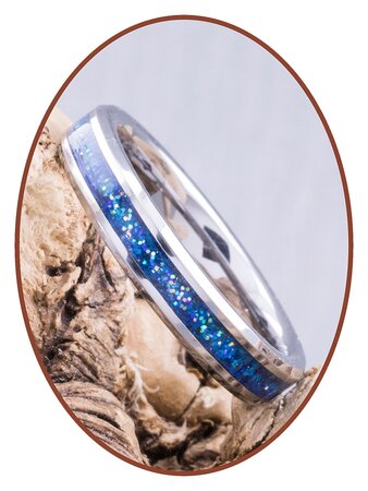 JB Memorials Tungsten Carbide Dames As Ring 'Blue Heaven' 4mm - RB143D