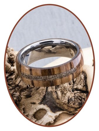 JB Memorials Natureline Wood / Tungsten  Houten Ring met As - WR003