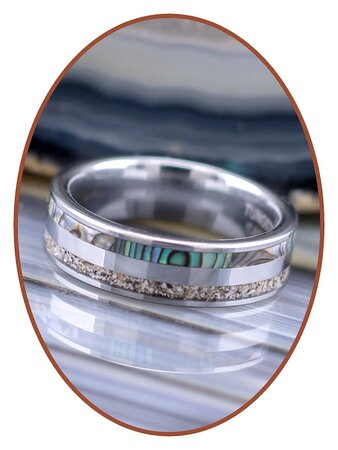 JB Memorials Exclusive Natureline Abalone Shell Tungsten As Ring 6mm - WR008D